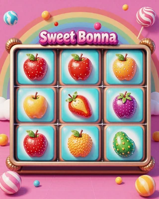 Sweet Bonanza Slot Vorschaubild mit bunten Bonbons und Fr&uuml;chten