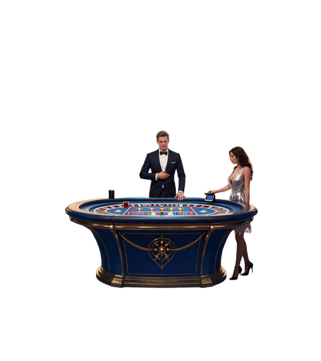Magier &ouml;ffnet magisches Portal zum Live Casino mit Roulette-Tisch und Croupier